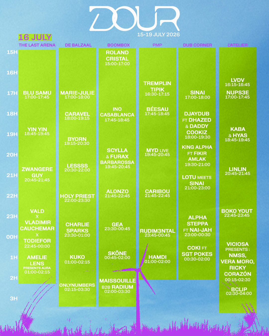 16 JULY TIMETABLE