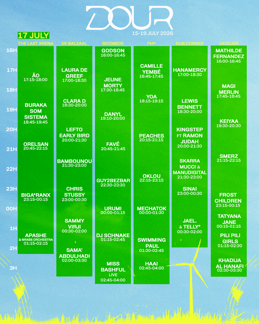 17 JULY TIMETABLE